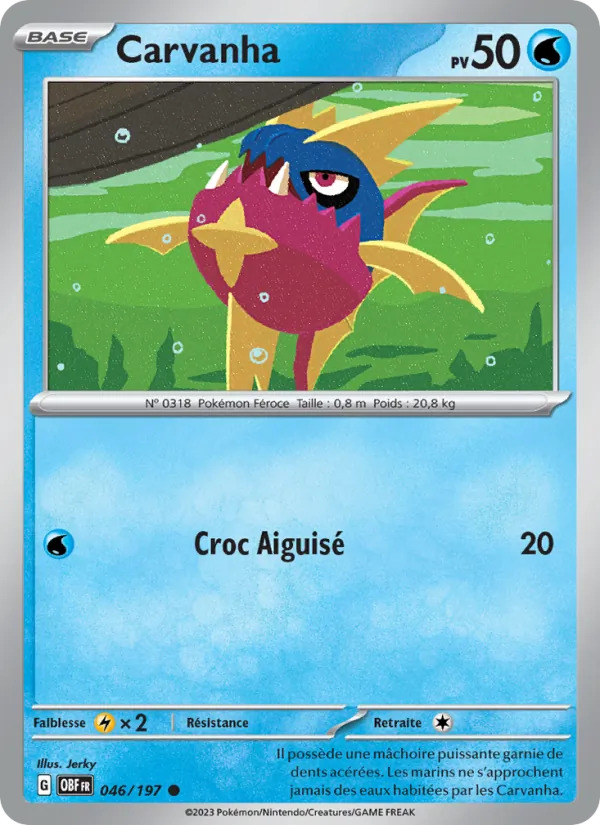 Carvanha 46/197 — EV03 – Flammes Obsidiennes — Carte Pokémon française