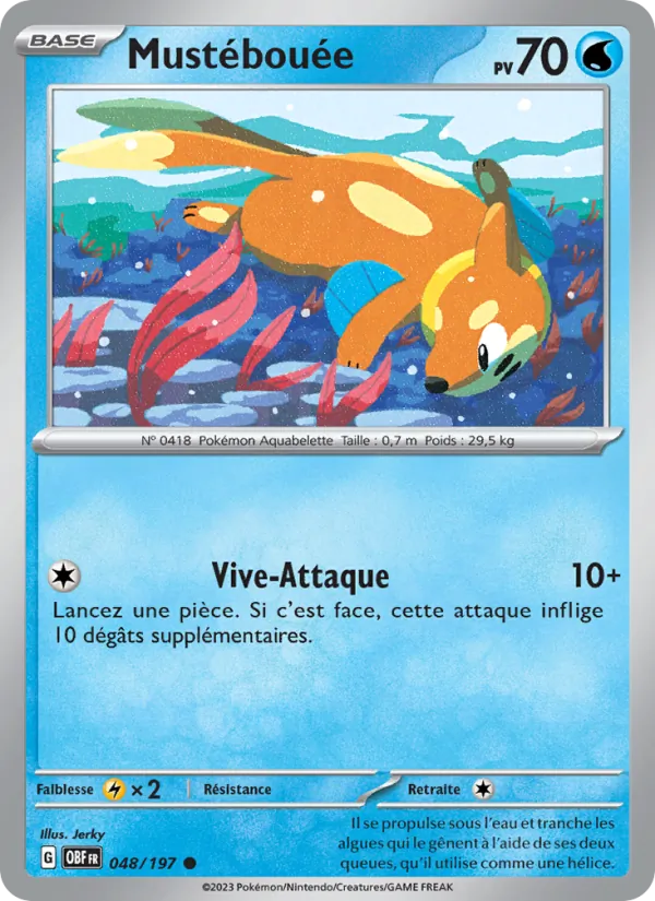 Mustébouée 48/197 — EV03 – Flammes Obsidiennes — Carte Pokémon française