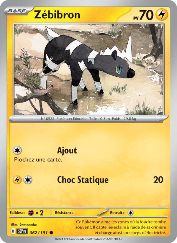 Zébibron 62/191 — EV08 – Étincelles Déferlantes — Carte Pokémon française