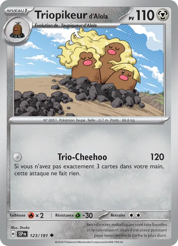 Triopikeur d'Alola 123/191 — EV08 – Étincelles Déferlantes — Carte Pokémon française