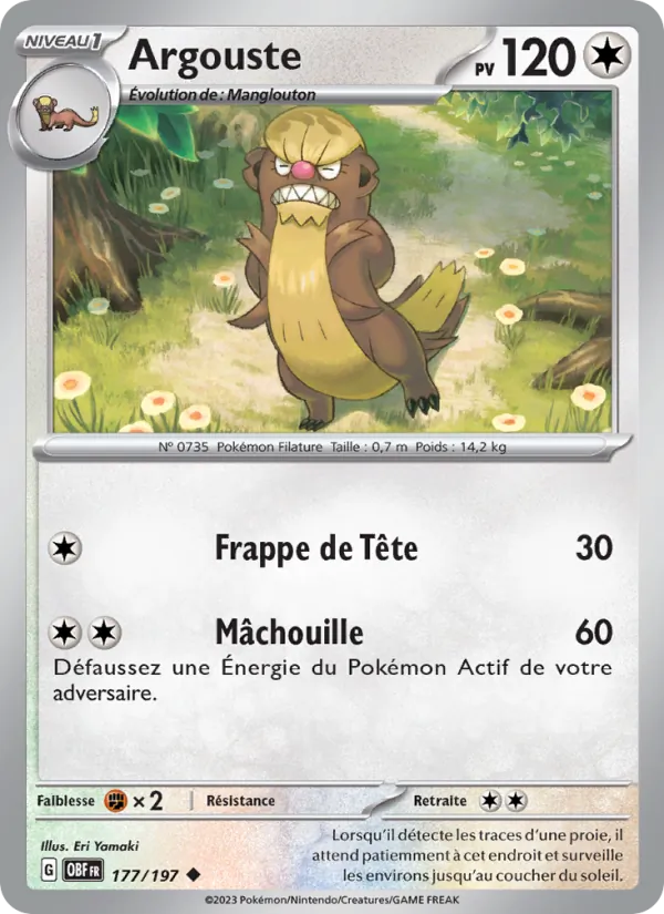Argouste 177/197 — EV03 – Flammes Obsidiennes — Carte Pokémon française