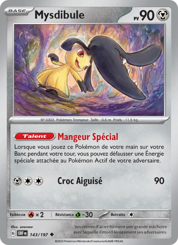 Mysdibule 143/197 — EV03 – Flammes Obsidiennes — Carte Pokémon française