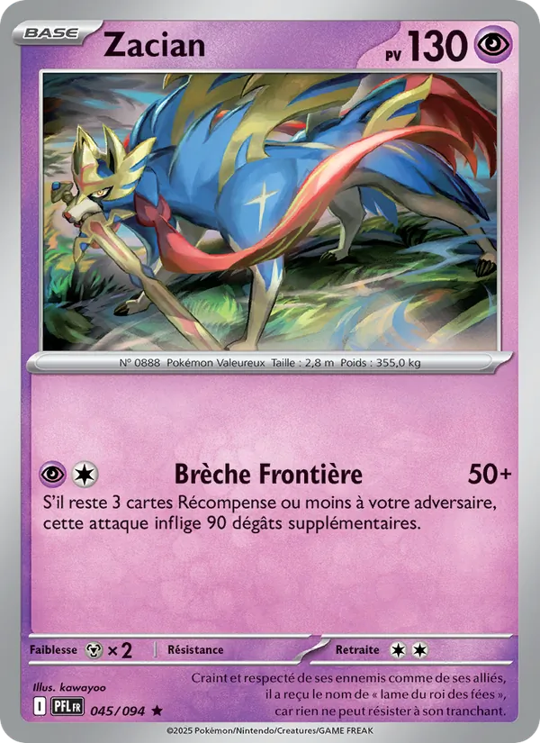 Zacian 45/94 — ME02 – Flammes Fantasmagoriques — Carte Pokémon française