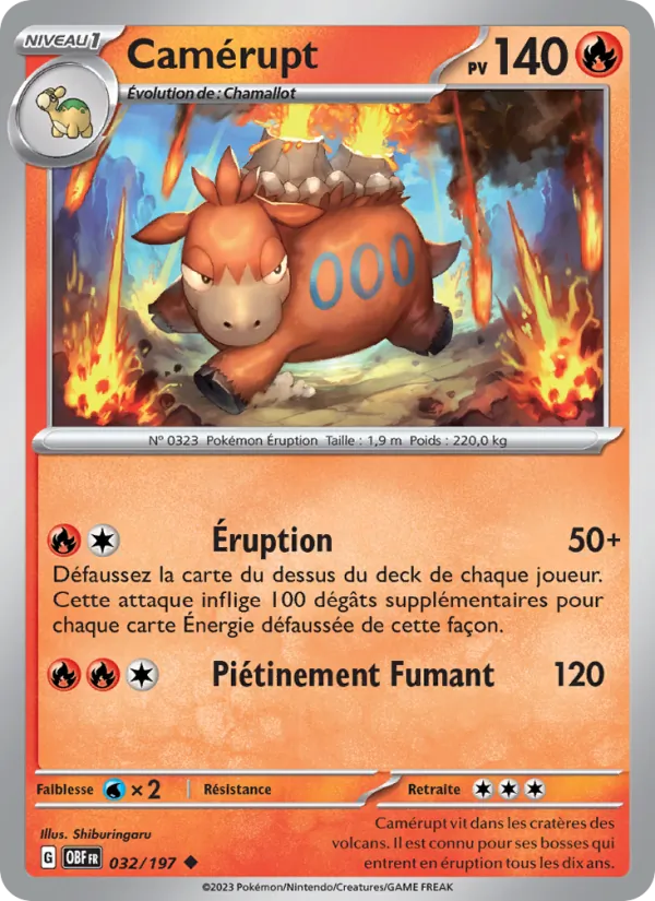 Camérupt 32/197 — EV03 – Flammes Obsidiennes — Carte Pokémon française