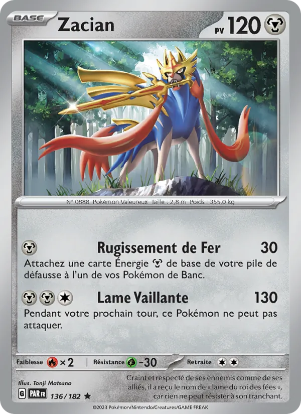 Zacian 136/182 — EV04 – Faille Paradoxe — Carte Pokémon française