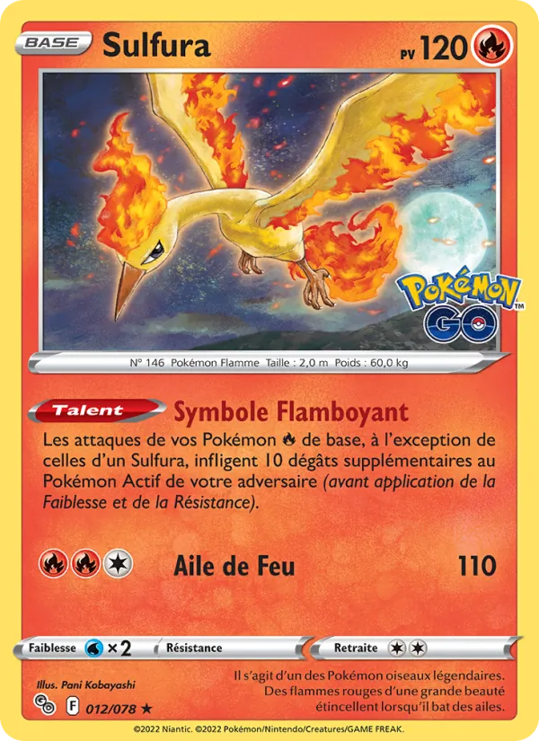 Sulfura 12/78 — EB10.5 Pokemon GO — Carte Pokémon française