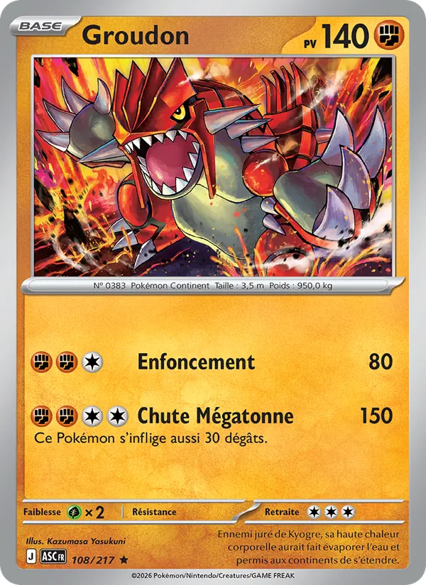 Groudon 108/217 — ME02.5 – Héros Transcendants — Carte Pokémon française