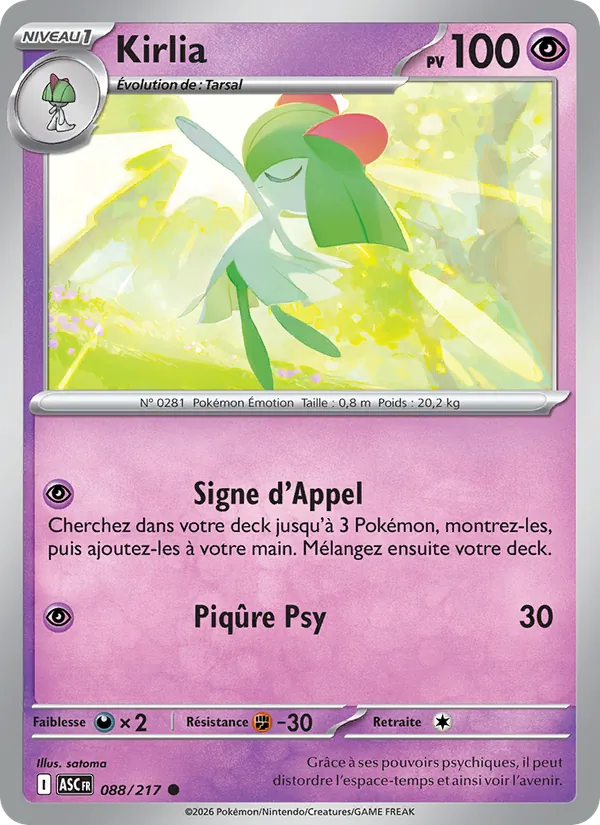 Kirlia 88/217 — ME02.5 – Héros Transcendants — Carte Pokémon française