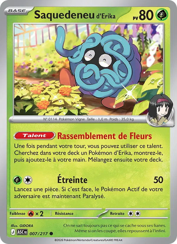 Saquedeneu d'Erika 7/217 — ME02.5 – Héros Transcendants — Carte Pokémon française