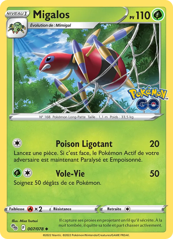 Migalos 7/78 — EB10.5 Pokemon GO — Carte Pokémon française