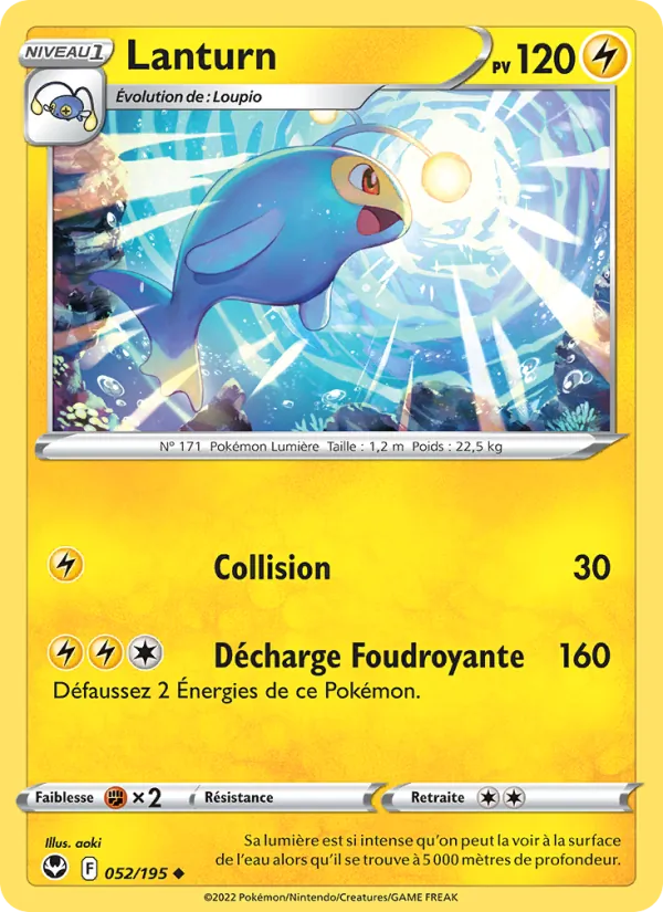 Lanturn 52/195 — EB12 – Tempête Argentée — Carte Pokémon française