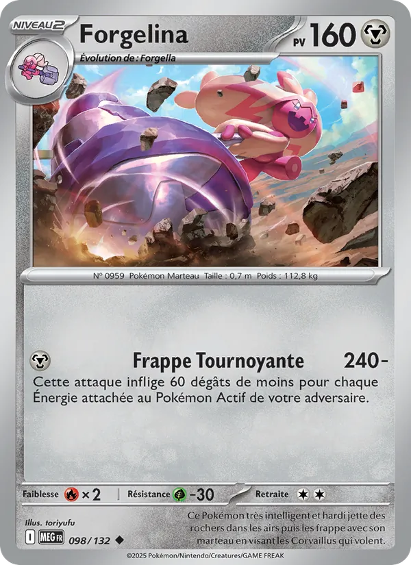 Forgelina 98/132 — ME01 — Méga-Évolution — Carte Pokémon française