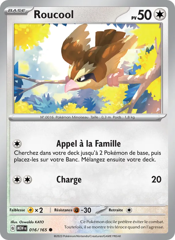 Roucool 16/165 — EV03.5 — 151 — Carte Pokémon française