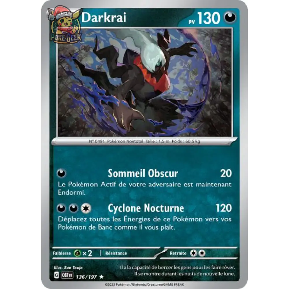 Holo - Pokemon - Flammes Obsidiennes - Darkrai 136/197 - Poke-Geek