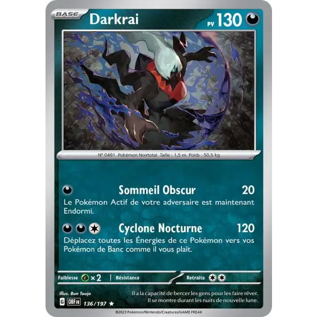 Holo - Pokemon - Flammes Obsidiennes - Darkrai 136/197