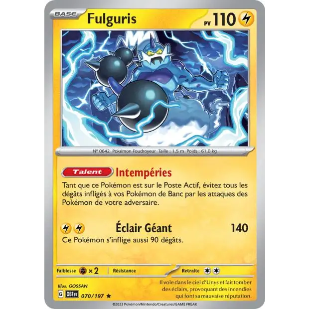 Holo - Pokemon - Flammes Obsidiennes - Fulguris 70/197