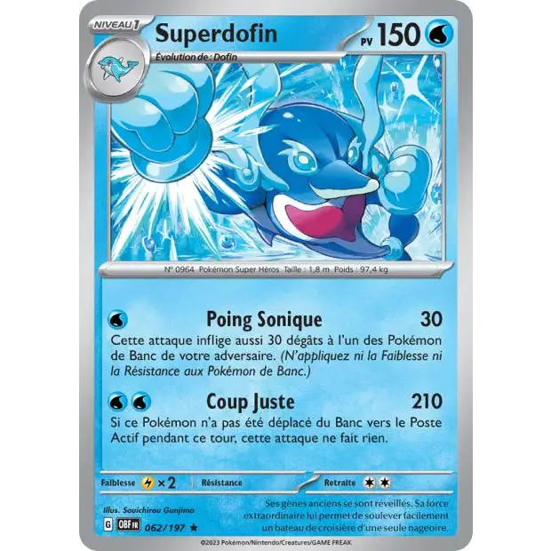 Holo - Pokemon - Flammes Obsidiennes - Superdofin 62/197 - Poke-Geek