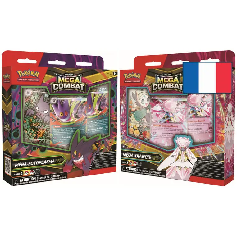 Lot de 2 Decks Méga-Combat Pokémon JCC – Méga-Ectoplasma-ex et Méga-Diancie-ex – FR