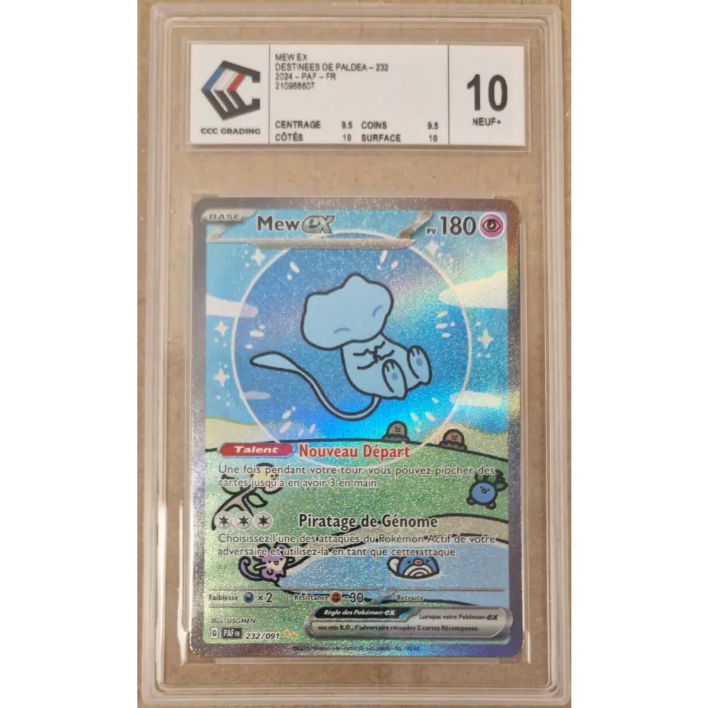 Mew ex 232/091 – Destinées de Paldea PAF 232 – Carte Pokémon Française Gradée CCC 10 NEUF+ - Poke-Geek