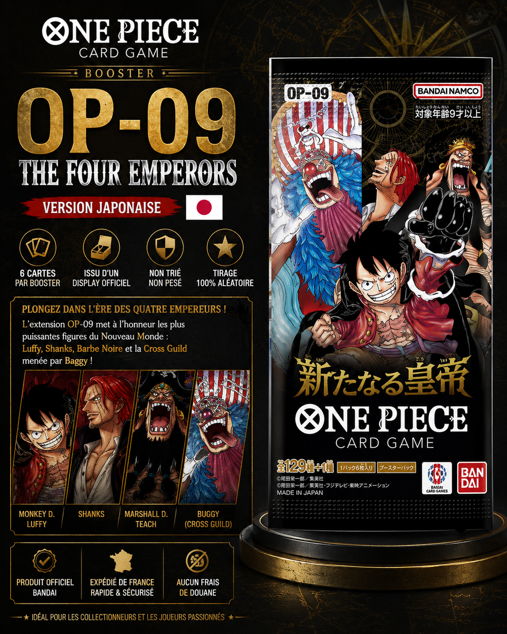 Booster OP-09 THE FOUR EMPERORS – One Piece TCG (Carddass) – JAPONAIS - Poke-Geek