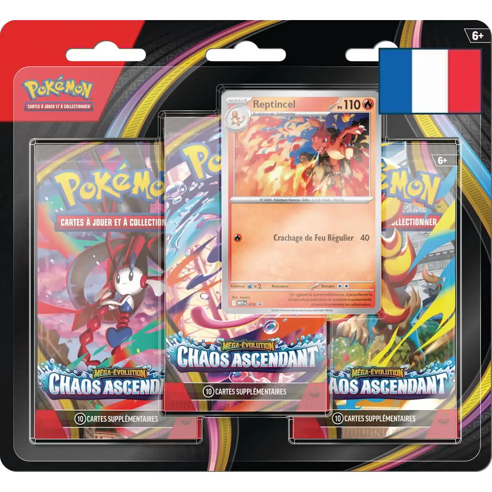 Pack 3 Boosters Pokémon ME04 Chaos Ascendant FR – Reptincel – Précommande - Poke-Geek