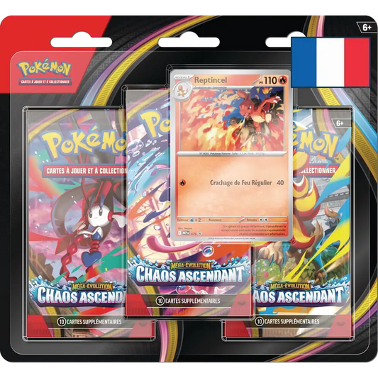 Pack 3 Boosters Pokémon ME04 Chaos Ascendant – Reptincel – Français - Poke-Geek