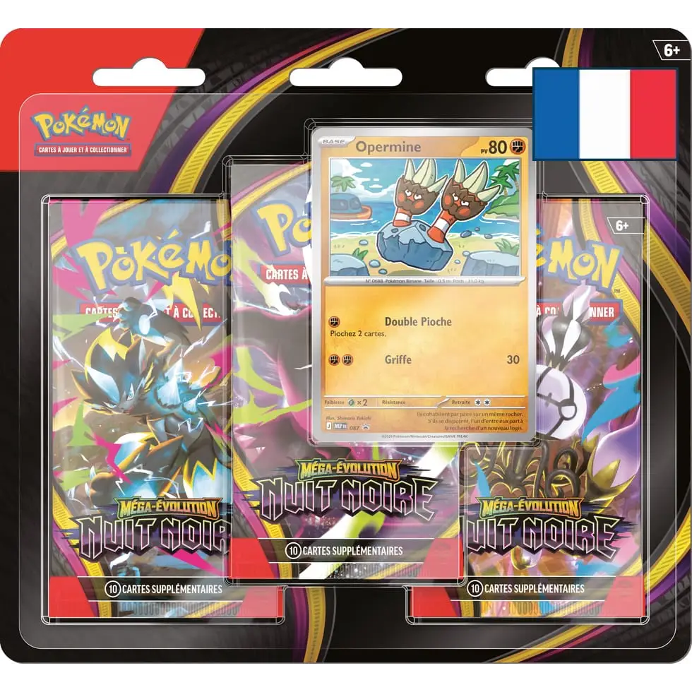 Pack de 3 Boosters Pokémon ME05 Nuit Noire – Méga-Évolution – Tripack FR - Poke-Geek