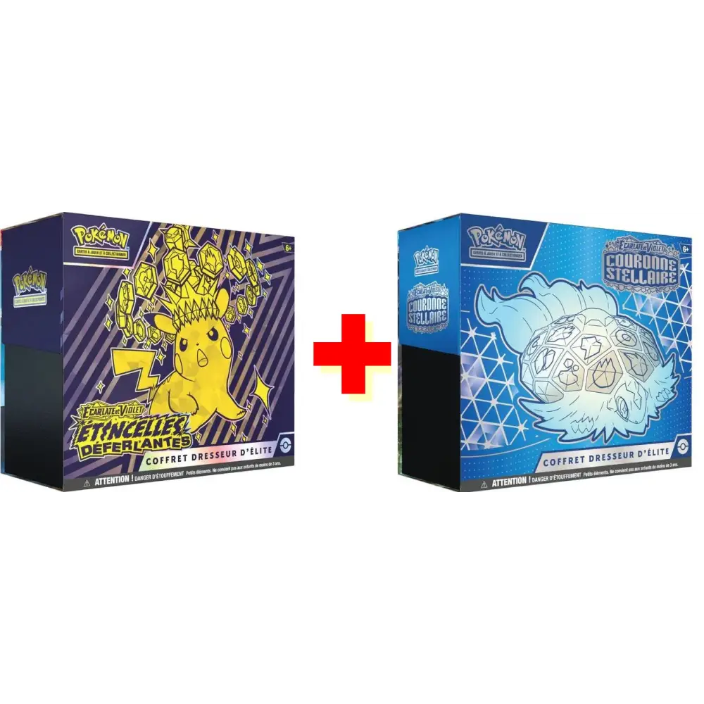 Pack ETB Étincelles Déferlantes (EV08) + ETB Couronne Stellaire EV7 FR - Poke-Geek
