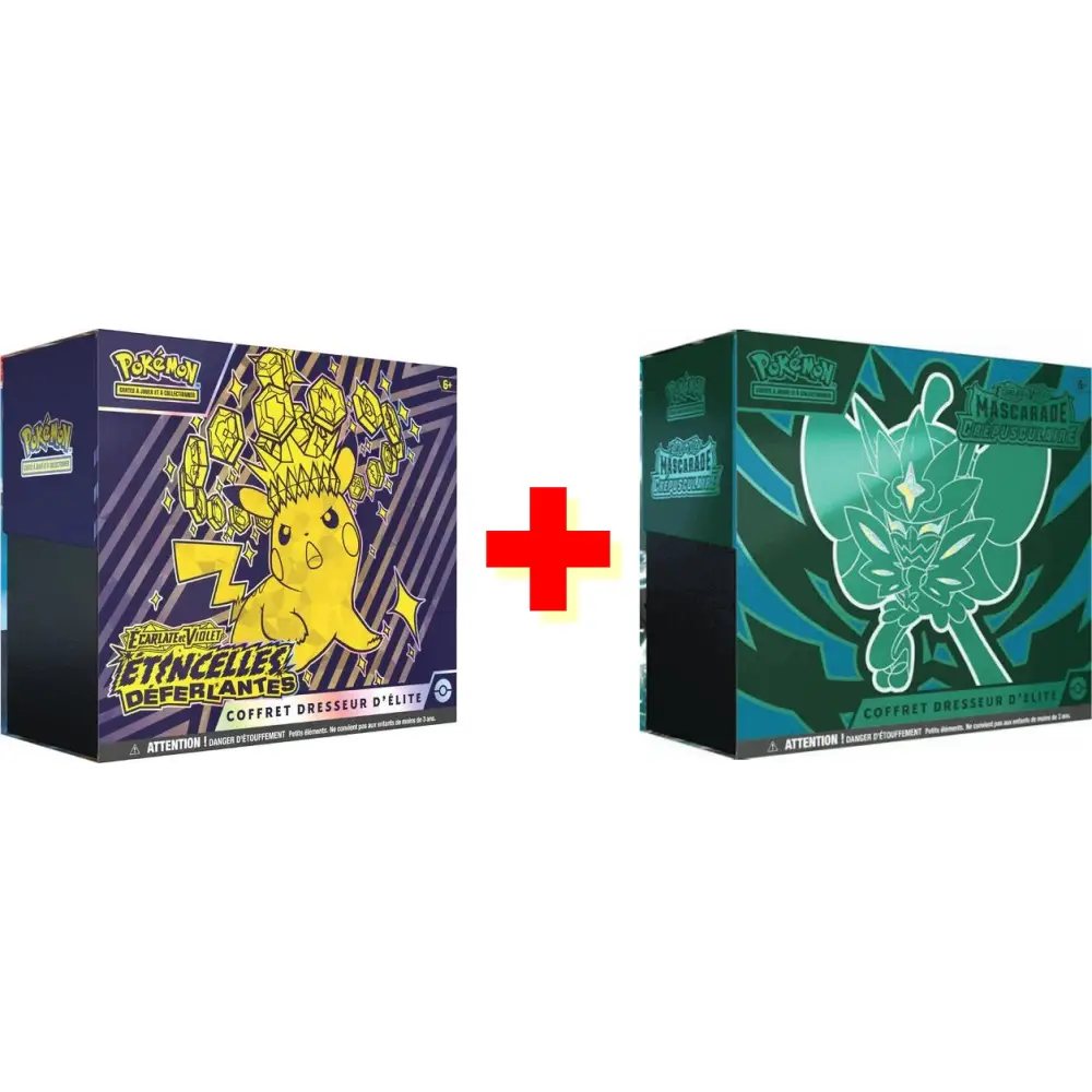 Pack ETB Étincelles Déferlantes (EV08) + ETB Mascarade Crépusculaire (EV6) FR - Poke-Geek