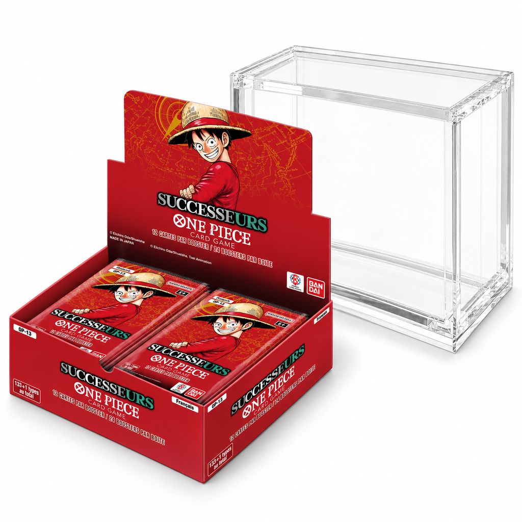 Pack One Piece OP13 Successeurs français avec un display de 24 boosters et une protection acrylique Phoenix Shield