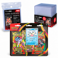 Visuel du pack : tripack Otaria Pokémon ME06 Règne Delta français au premier plan, 100 sleeves transparentes Ultra Pro et 25 toploaders Ultra Pro 75pt