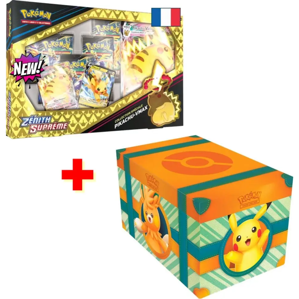 Pack Pokémon: 1 Coffret Pikachu Vmax Zénith Suprême + Coffre Aventure À Paldea Fr