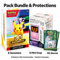 Pack Pokémon 30 ans FR : un bundle de six boosters, 12 Mini Snap Phoenix Shield et 65 sleeves Clairière Enchantée