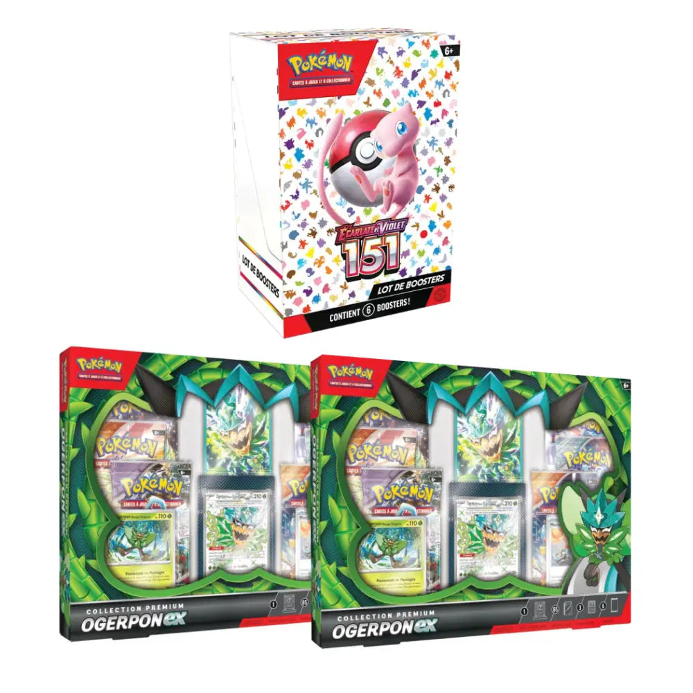 Pack Premium Pokémon: 1 Bundle 151 + Coffrets Ogerpon Ex Fr 151 + 2