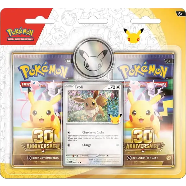 Pack Promotionnel Pokémon 30e Anniversaire Évoli – 2 Boosters – Français - Duopack Pokémon
