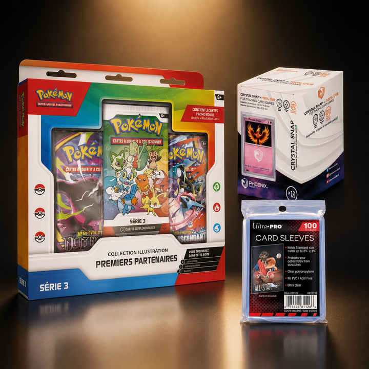 Pack Protection Pokémon – Collection Illustration Premiers Partenaires Série 3 FR