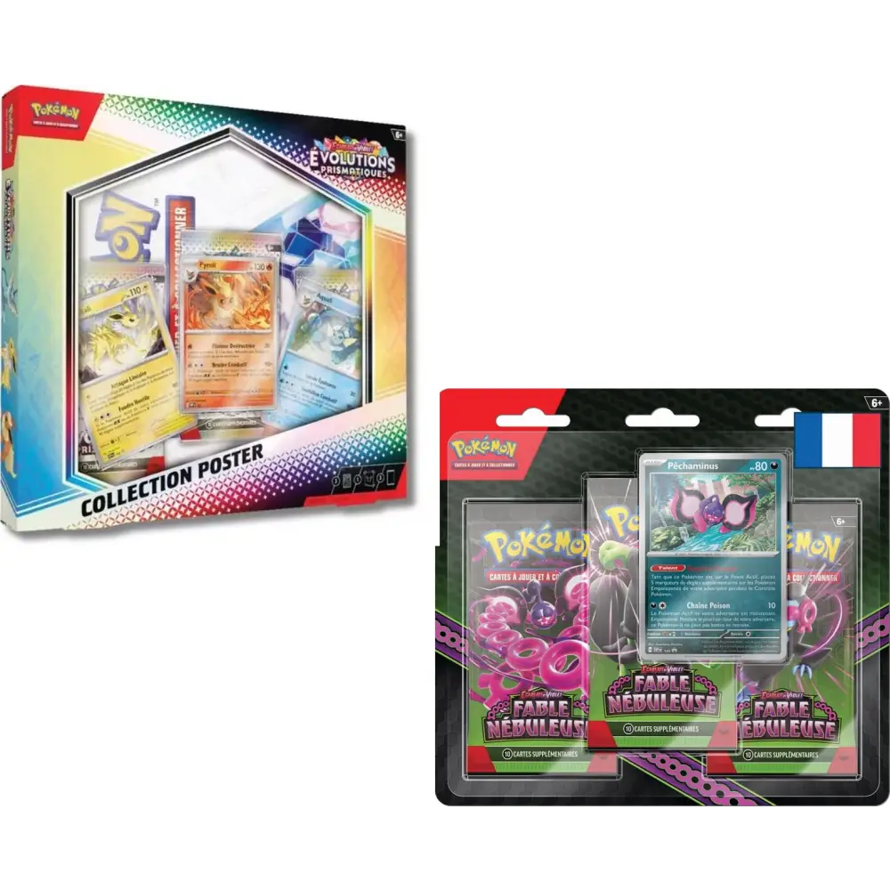 Pack Spécial Pokémon – Coffret Poster Collection EV08.5 FR + Tripack EV06.5 FR - Poke-Geek