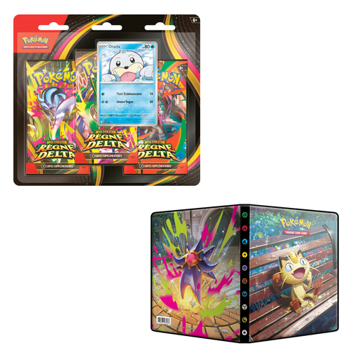 Pack Pokémon français : tripack Otaria ME06 Règne Delta et portfolio ME03 Équilibre Parfait à quatre pochettes