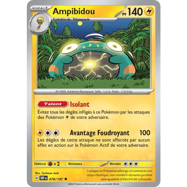 Peu commune - Pokemon - Flammes Obsidiennes - Ampibidou 78/197 - Poke-Geek