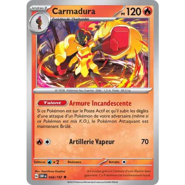 Peu commune - Pokemon - Flammes Obsidiennes - Carmadura 44/197 - Poke-Geek