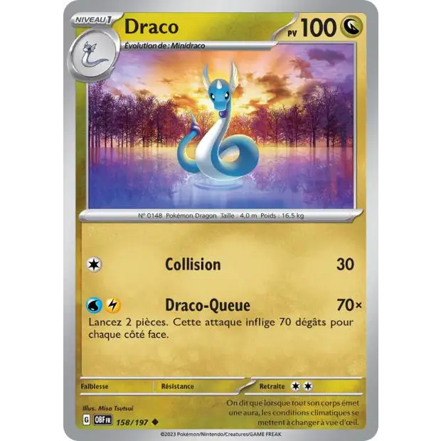 Peu commune - Pokemon - Flammes Obsidiennes - Draco 158/197 - Poke-Geek