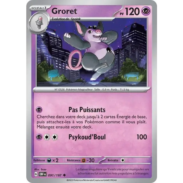 Peu commune - Pokemon - Flammes Obsidiennes - Groret 91/197 - Poke-Geek