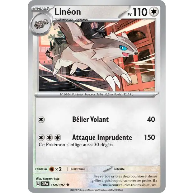 Peu commune - Pokemon - Flammes Obsidiennes - Lineon 168/197 - Poke-Geek