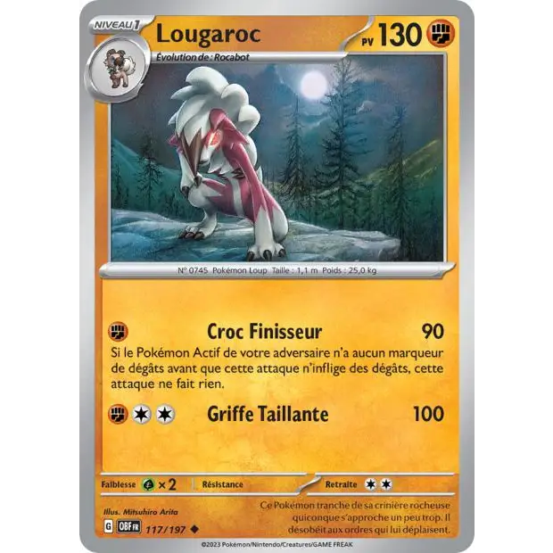 Peu commune - Pokemon - Flammes Obsidiennes - Lougaroc 117/197