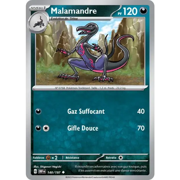 Peu commune - Pokemon - Flammes Obsidiennes - Malamandre 140/197 - Poke-Geek