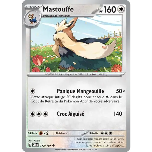 Peu commune - Pokemon - Flammes Obsidiennes - Mastouffe 172/197 - Poke-Geek