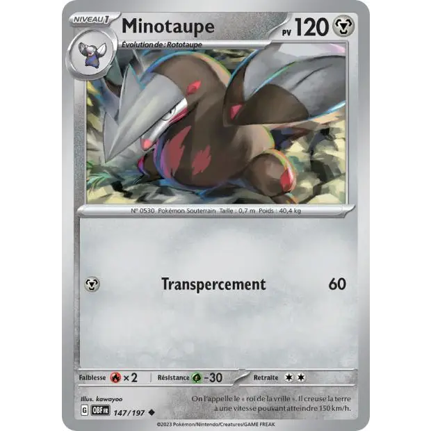 Peu commune - Pokemon - Flammes Obsidiennes - Minotaupe 147/197
