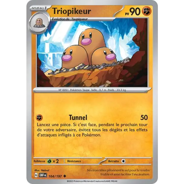 Peu commune - Pokemon - Flammes Obsidiennes - Triopikeur 104/197 - Poke-Geek