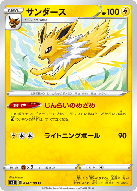 Vue agrandie de Jolteon, carte 034/100