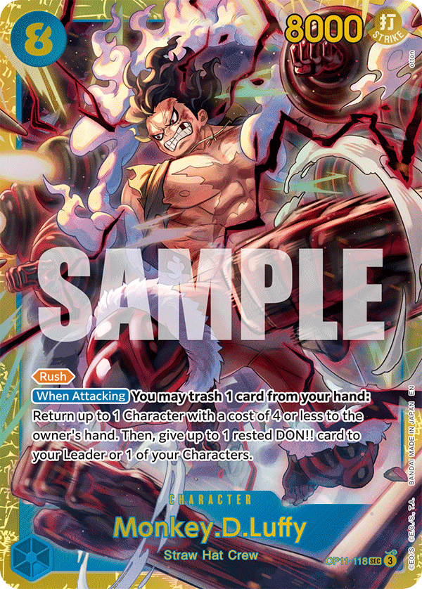Vue agrandie de Monkey.D.Luffy, carte OP11-118